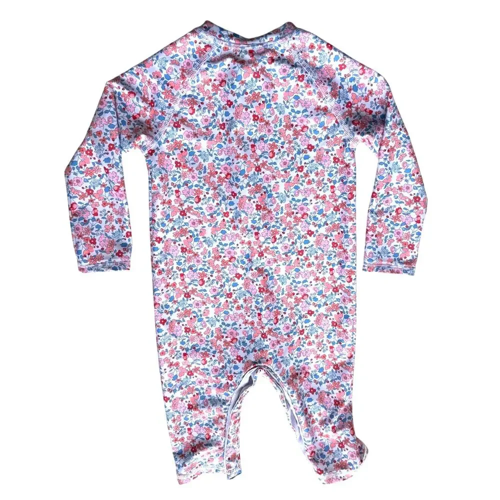 M & S One-piece & Hat Floral Baby Swim Set Size 12-18mos